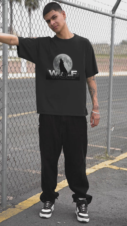 “Lone Wolf” Unisex Oversized Terry Tee | Wild Spirit Edition
