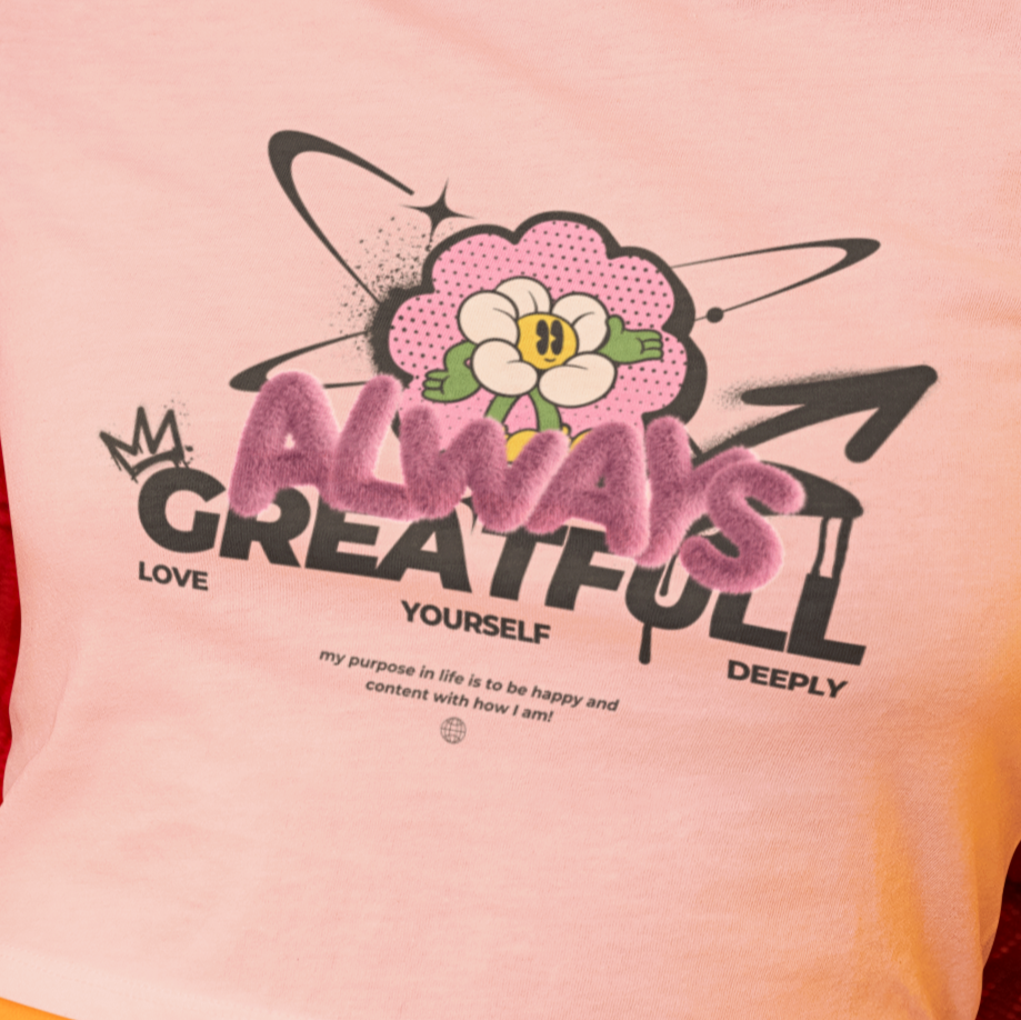 ✨ “Always Grateful” Women’s Crop Top | Minimal Positive Vibes Edition