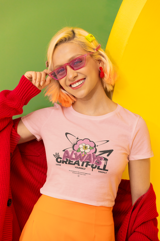 ✨ “Always Grateful” Women’s Crop Top | Minimal Positive Vibes Edition